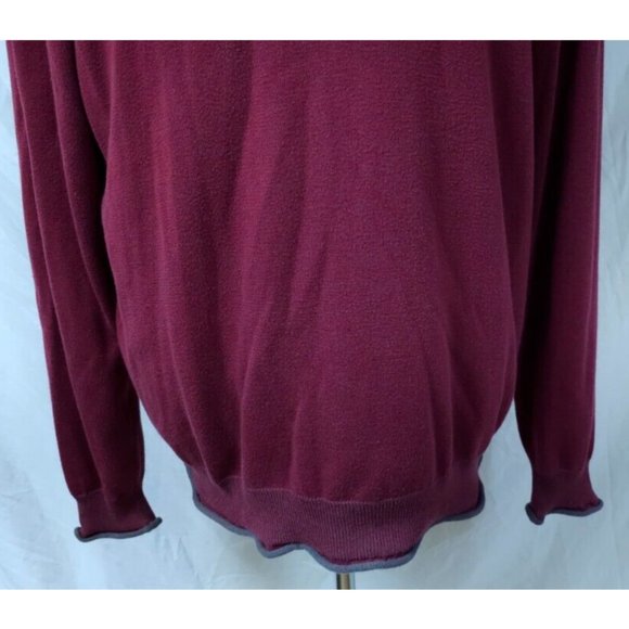 Chaps Denim Mens Large Red Grey Pullover Long Sleeve Logo Stretch Sweater - Picture 4 of 12